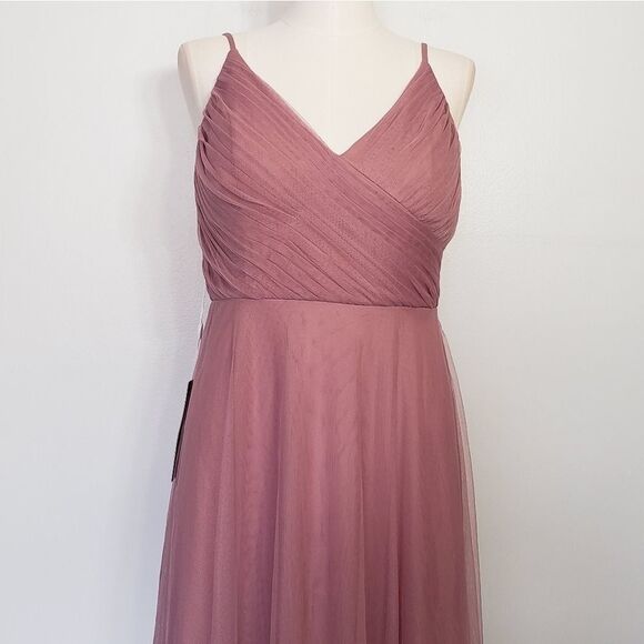 EVER PRETTY 7369 purple orchid spaghetti straps v neck tulle maxi dress 12 - Picture 2 of 13